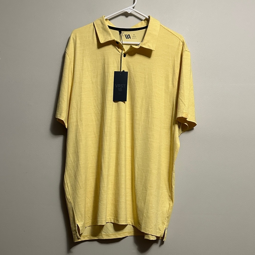 VRST Heather Mesh Polo Men's Yellow Shirt Size XL Quick Dry Wrinkle resistant